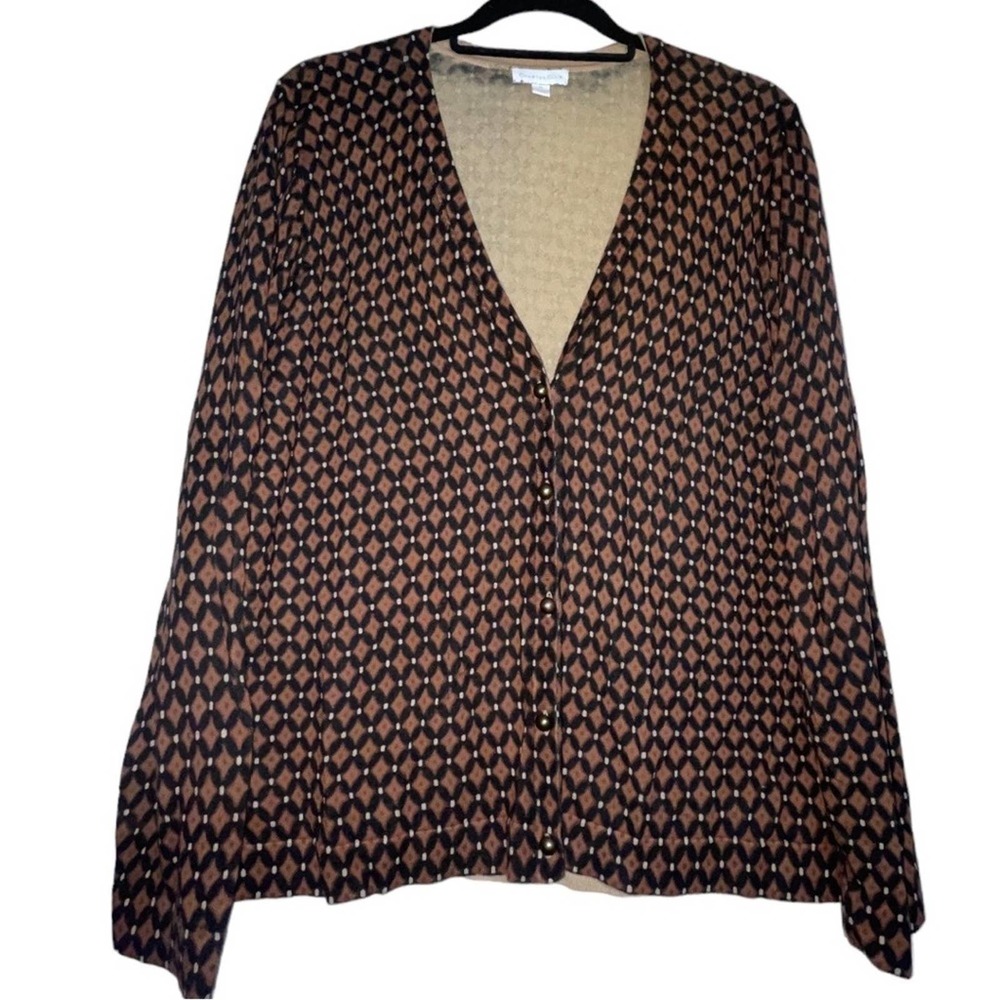 Charter Club color blocked button down v-neck cardigan - Picture 5 of 5
